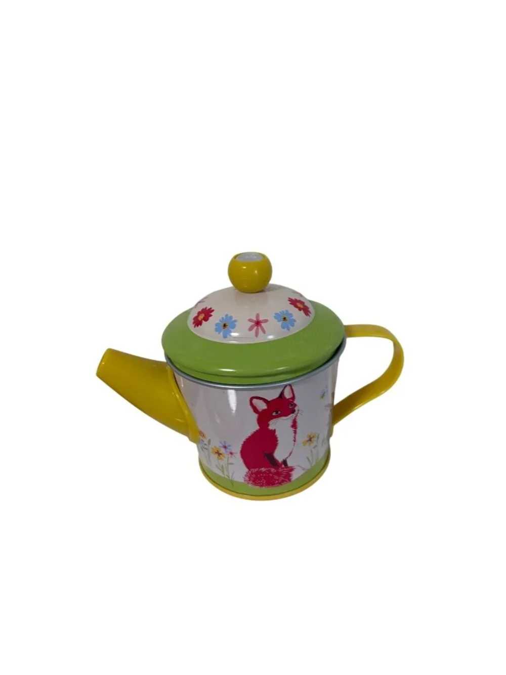 Metal Child Play Teaset 14 piece Multicolor floral Tray Teapot 4 cup Saucers 4 d